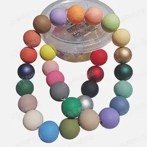 Acrylic beads mobile phone chain DIY jewelry feel lacquer rubber spray paint solid color round straight hole card 14 1