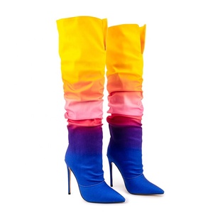 <span class=keywords><strong>Botines</strong></span> largos plisados hasta la rodilla con tacones altos ajustados estilo Stiletto de talla 47 coloridos para <span class=keywords><strong>mujer</strong></span> con punta en pico ESTILO OCCIDENTAL - Product Image 6