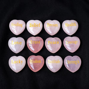 Cœur en quartz rose, cristal gravé avec la <span class=keywords><strong>parole</strong></span> « Love », petite pierre <span class=keywords><strong>de</strong></span> poche roulée, collection <span class=keywords><strong>de</strong></span> cristaux - Product Image 1