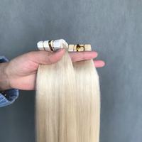 Extensions de cheveux humains chinois 100% naturels, couleur naturelle, 14-26 pouces, lisses, à bandes adhésives, sans nœuds ni perte, tissage durable