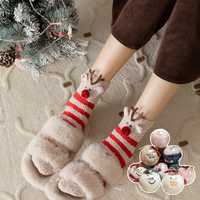 Chaussettes pantoufles jetables respirantes, douces et chaudes pour l'hiver, avec logo sur le revers, motif animal mignon et moelleux, pour femmes