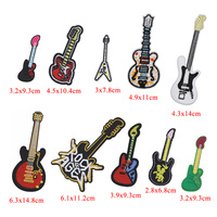 Hot Sale Rock Instrument Theme Iron on Embroidered Sequin Musical Note logo Guitar Bass CD Tape Saxophone Music Patches
