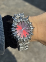 Montre à quartz albâtre personnalisée en acier inoxydable Mouvement japonais Montre à pointe en cristal de saphir Accessoires gothiques style Y2K