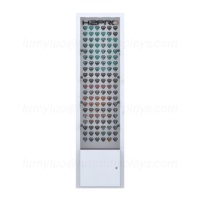 Meuble de Salon Lumineux à LED pour Échantillons de Couleurs, sur Pied en Bois avec Étagères en Verre et Rangement Verrouillable pour Teintures et Shampoings