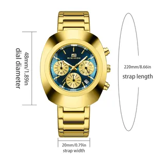 นาฬิกาข้อมือแบรนด์ VA VA VOOM 2513 สำหรับผู้ชาย สไตล์สปอร์ตและลำลอง สายสแตนเลส หน้าปัดทันสมัย ฟังก์ชั่นหลากหลาย พร้อมเข็มวินาที - Product Image 5