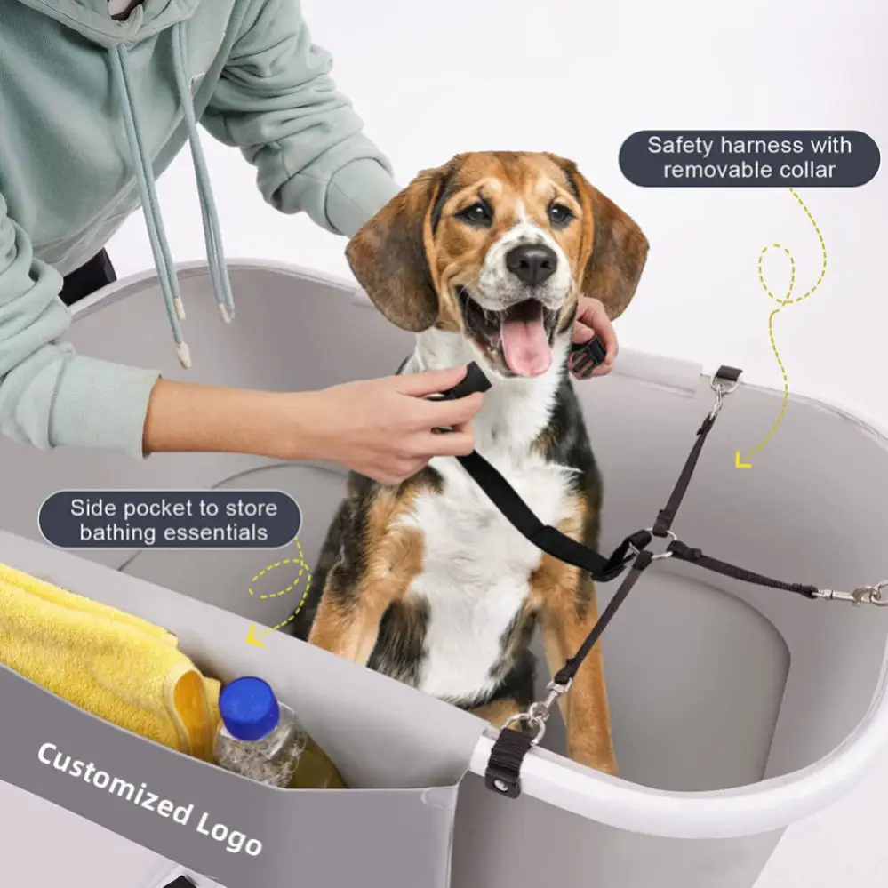 Indoor Portable Foldable Dog Bath Plastic Bathtub Cleaning Wash Station Grooming Folding Small Pet Bathing Tub