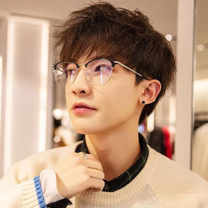 31139 Gafas refinadas de media montura para hombre, montura rectangular, lentes de PC, protección contra la luz azul, lentes reemplazables, origen Taizhou - Product Image 1