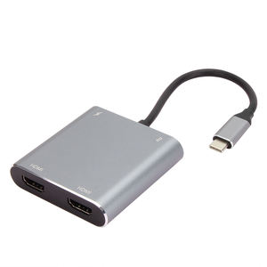 VCOM Logotipo impreso personalizado 4 en 1 USB C Tipo C a <span class=keywords><strong>Dual</strong></span> <span class=keywords><strong>HDMI</strong></span> 4K Hub <span class=keywords><strong>Dock</strong></span> Docking con <span class=keywords><strong>HDMI</strong></span> USB 2,0 Adaptador Hubs Función OTG - Product Image 1