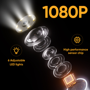 กล้องเอนโดสโคปอุตสาหกรรม 6LEDS 6 มม. HD พร้อมหน้าจอ 5 นิ้ว สายเคเบิลแบบยืดหยุ่น สำหรับซ่อมบำรุงรถยนต์ กล้องเอนโดสโคปกันน้ำ - Product Image 6