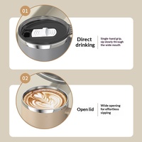 Mug à café isotherme en acier inoxydable, tasse de voyage à double paroi avec poignée, couvercle et cuillère, thermos pour le camping, le bureau, la maison, 500 ml
