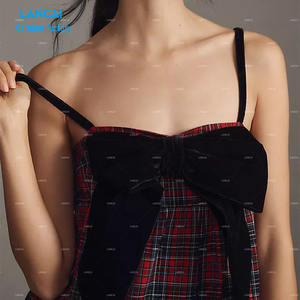 Robe à carreaux personnalisée pour femmes vêtements de marque dames élégantes broderie sans manches robes décontractées - Product Image 4