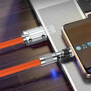 Kabel isi daya Cepat magnetik, kabel Data pengisi daya USB mikro TYPE-C 3-in-1 6A120W 540 untuk iPhone Samsung Xiaomi Macbook PC