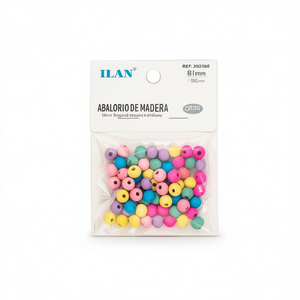 Perline in Legno ILAN 8mm Multicolore per Artigianato - Product Image 1