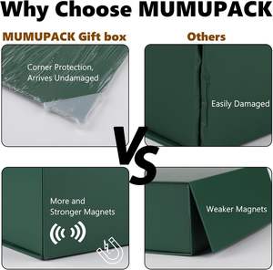 Boîte cadeau verte avec couvercles pour cadeaux, ruban et papier autocollant imprimable DIY inclus, boîte de demande en mariage pour demoiselle d'honneur - Product Image 3