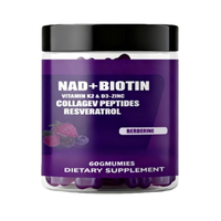 Complément alimentaire en gommes NAD+ Resveratrol, berbérine, biotine, anti-âge, collagène, zinc, vitamine K2 et D3, gommes NAD