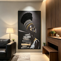 Art mural abstrait 3D décoratif moderne fait à la main, peint à la main sur toile, avec cadre noir, adapté pour la maison et l'hôtel