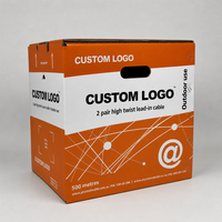 Boîte d'emballage en carton ondulé avec logo personnalisé et poignée découpée, carton d'expédition imprimé pour le rangement des fils et câbles
