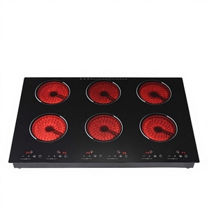 Table de cuisson à induction domestique Fuge à cinq foyers, style européen, avec panneau microcristallin, commande tactile, étanche, puissance 2000-8000W - Product Image 2