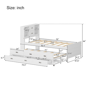Lit de dortoir avec tiroirs de rangement et roulettes pour enfants et adolescents, pour une utilisation en chambre. - Product Image 2