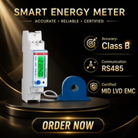 Medidor de Energía Monofásico MID Certificado EM115-MOD con RS485 Modbus, Montaje en Riel DIN, Monitor Digital de KWH para Cargador de Vehículos Eléctricos e Inversor Solar