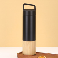 Bouteille d'eau isotherme en acier inoxydable à double paroi de 550 ml avec couvercle et poignée, en bambou écologique, personnalisable avec logo OEM, idéale pour le bureau et les voyages, vente en gros