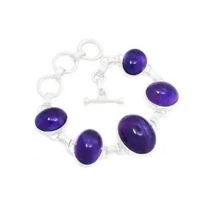 Handmade quyến rũ 925 sterling Silver Amethyst đá quý Vòng đeo tay đồ trang sức bán buôn và nhà sản xuất