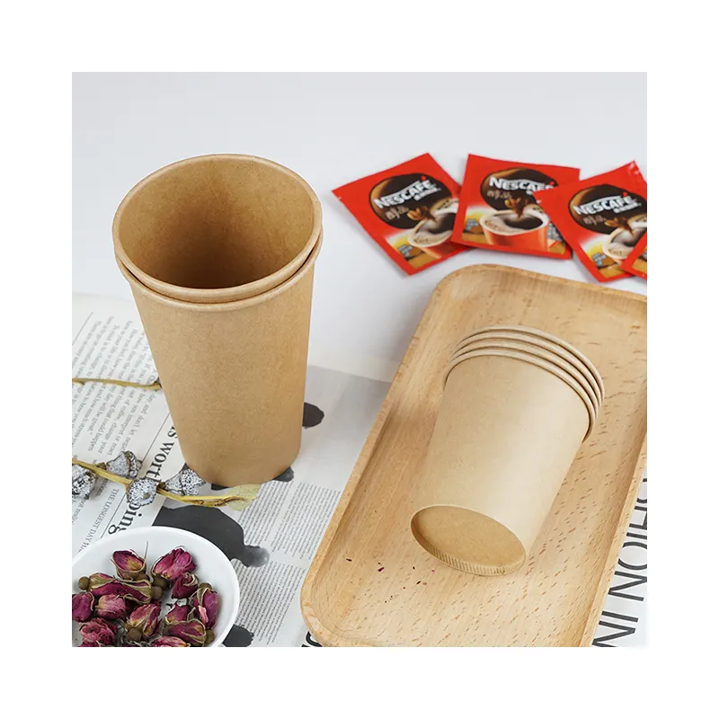 맞춤형 인쇄 패턴 뚜껑이있는 도매 일회용 단일 레이어 커피 컵