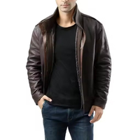 Veste en cuir pour homme 2026, fermeture éclair, couleur unie, décontractée, coupe régulière, manches épaisses, manteau élégant