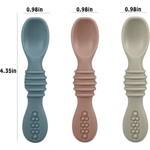 Bán buôn 3-Pack 100% BPA-free Silicone bé bộ đồ ăn chia hút tấm với 3 thìa cho trẻ mới biết đi - Product Image 2