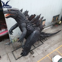 Personnages de film réalistes personnalisés grand modèle de monstre Godzilla animatronique pour attraction de centre commercial en plein air
