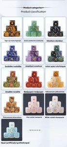 Dados de Cristal Natural para Juego de Mesa Casual Transfronterizo; Tallados de Ágata y Jade con Puntos Dorados Grabados con Láser, Piedra Semipreciosa Redondeada - Product Image 5