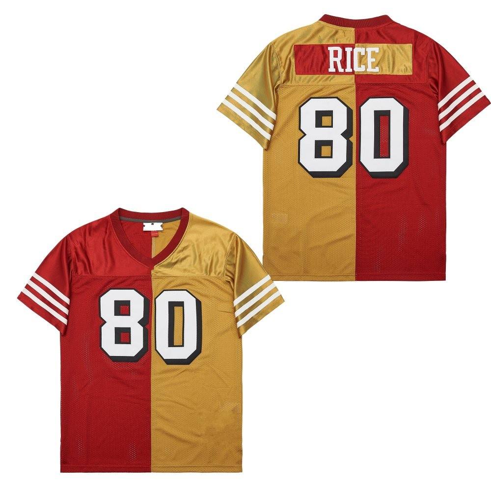 80 Jerry Rice Jersey Split Red & Yellow