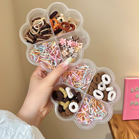 Set Aksesoris Rambut Anak Multiwarna Kotak Organizer Plastik Motif Bunga Jepit Rambut Elastis Mini Jepit Rambut Set Hadiah untuk Anak Perempuan Kecil