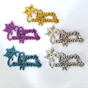 Decorazione per Torta '<span class=keywords><strong>Buon</strong></span> Compleanno' in Plastica Placcata Oro 3D, Corona Italiana per Feste di Compleanno, Prezzo di Fabbrica - Product Image 3