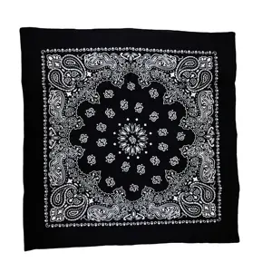 Großhandel Unisex 21-Zoll Viereckiges Paisley-Schal Basics schwarz 100% Baumwolle Bandana-Handtücher für Herren und Damen