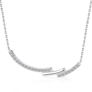 Collier chaîne à maillons en argent sterling 925 plaqué rhodium avec zircon cubique, tendance minimaliste pour fiançailles, mariage et fêtes - Product Image 1