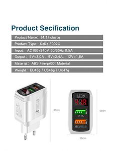 New Dual USB Port Digital Display Fast Charger 5V4.1A QC3.0 Quick <b>Adapter</b> Wall Charging Travel <b>Adapter</b> for iPhone Samsung - Product Image 6