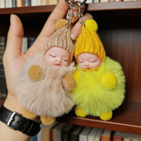 Promotion : Jouet peluche bébé, poupée douce et mignonne, porte-clés pour bébé, porte-clés en fourrure synthétique, pompon moelleux