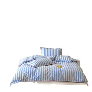 Korean-style Striped Pure Cotton <b>Bedding</b> <b>Set</b> 60s Yarn-dyed Breathable Four Seasons Duvet Cover Sheet Pillowcase <b>Set</b> - Product Image 5