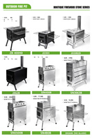 Barbecue portable au charbon de bois Zstuma, brasero, foyer extérieur, série de produits de jardin, lot de quatre