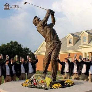铸造金属花园户外装饰真人尺寸大型青铜高尔夫运动男子雕塑雕像