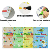 4Pcs Set Islam Réutilisable Calligraphie Tracing Book 3D Groove Magic Writing Arabic Line Exercise Book