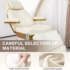 Moderne Luxuriöse Salonmöbel Kosmetikliege mit Edelstahlfuß, Fußsteuerung, Wimpernliege, 3/4 Motoren, Elektrische Gesichts- und Spa-Massageliege - Product Image 4