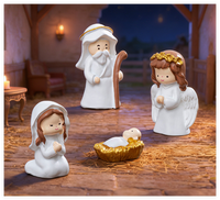 Figurines religieuses miniatures en résine 3D, ensemble de crèche de Noël, bébé Jésus, ange, peintes à la main, accessoires de bricolage écologiques pour scène