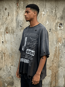 Camisetas de Algodón 100% Lavadas con Efecto Desgastado Vintage Personalizadas de Fábrica Hongguan, Camiseta de Manga Corta con Estampado para Hombre, Corte Holgado - Product Image 4