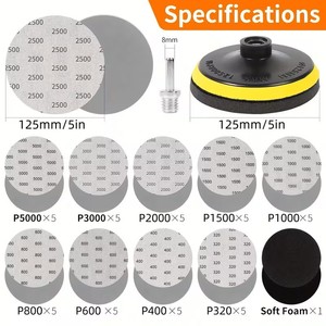 Sanding Discs 125mm P320 P5000 <b>Foam</b> Backed For Angle Grinder With <b>Pad</b> Kit - Product Image 5