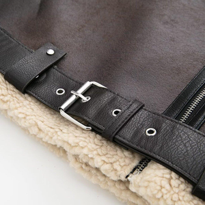 Cappotto <span class=keywords><strong>Trench</strong></span> Vintage Personalizzato con Fodera in Pile, Antivento, Ecologico, con Cerniera e Risvolto, Giacca in <span class=keywords><strong>Ecopelle</strong></span> PU per Donna - Product Image 5