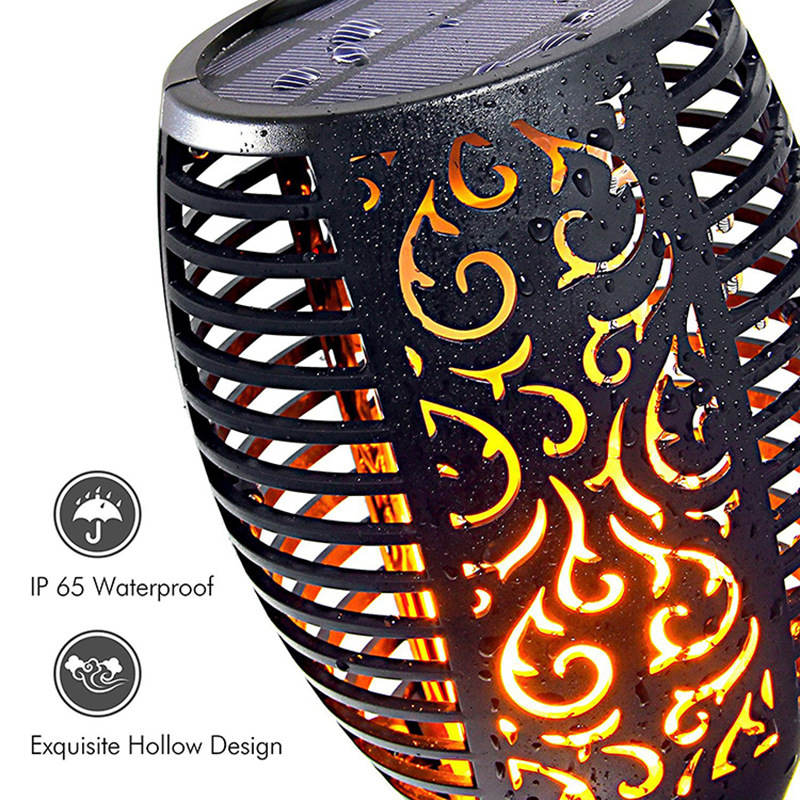 Solar IP65 European Style Outdoor Flame Lamp 96LED Garden Lawn Courtyard Landscape Lamp Inductive Control 360 Beam Angle