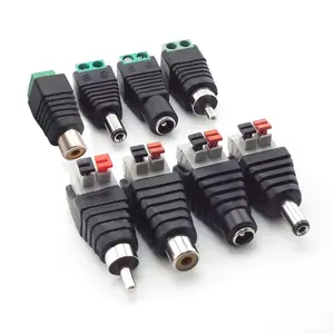 5pcs DC RCA母公电源连接器5.5毫米2.1毫米插孔插头音频适配器电线连接器，用于RGB发光二极管条形灯闭路电视摄像机