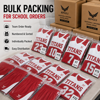 Maillot de basket-ball pour enfants, équipe scolaire, rouge et blanc, imprimé, design contrasté, tissu en maille léger, évacuation de l'humidité, cours de gym